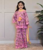 Pink printed kurti sharara set