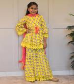 Yellow printed kurti sharara