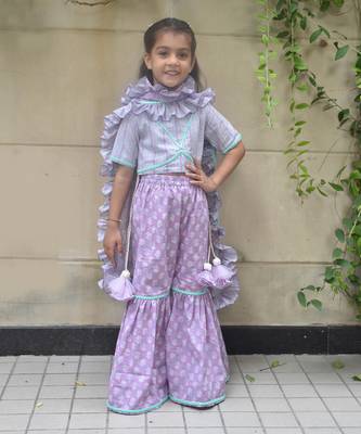 Lilac printed top with sharara 1