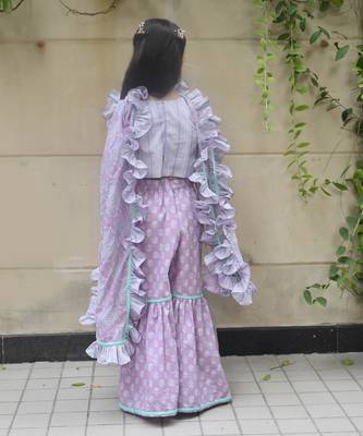 Lilac printed top with sharara 2