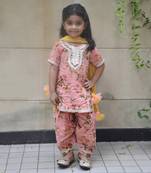 Peach printed kurti salwar