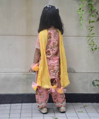 Peach printed kurti salwar 2