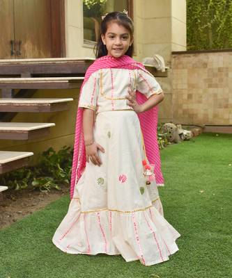 Off white embroidered lehenga set. 1