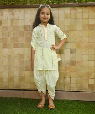 Green printed kurti dhoti 1