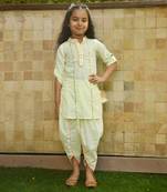 Green printed kurti dhoti