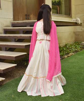 Off white embroidered lehenga set. 2