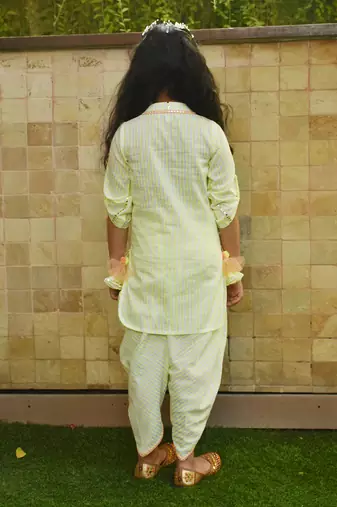 Green printed kurti dhoti