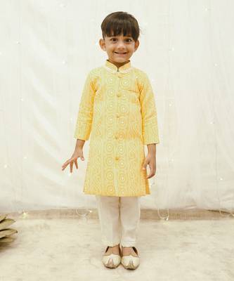 Orange bandhej achkan set 1