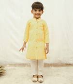 Orange bandhej achkan set