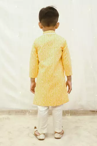 Orange bandhej achkan set