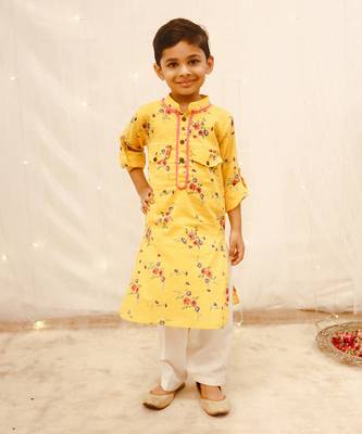 Yellow pathani kurta set 1