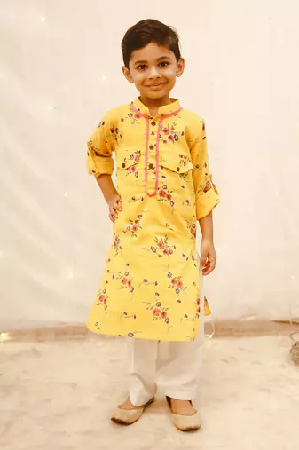 Yellow pathani kurta set