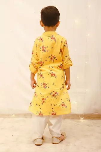 Yellow pathani kurta set