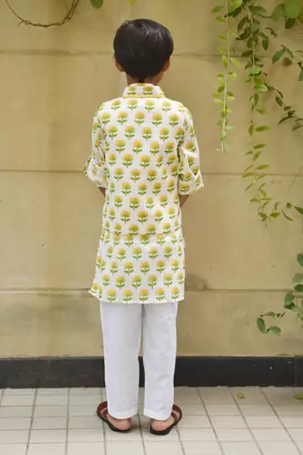 Floral printed nehru jacket set