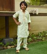 Green printed kurta set