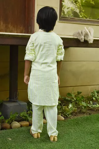 Green printed kurta set