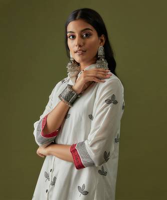 Ivory block printed coord set 4