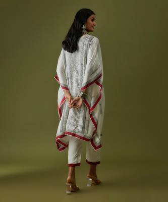 Ivory block printed kaftan set 2