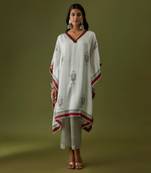 Ivory contemporary block printed kaftan set