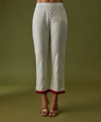 Ivory block printed and embroidered kurta set 3