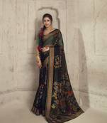 Elora pure brasso silk  embroidery border work saree (black)