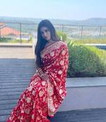 Red Woven Kanjivaram Silk Saree With Blouse Piece