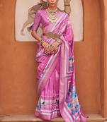 Orchid Woven Designer,Floral Printed V P Silk Free Size Partywear Saree Saree