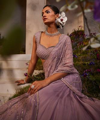 Liah lavender pre-draped lehenga saree 2