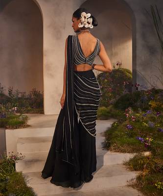 Lorelei black pre-draped pant saree 3