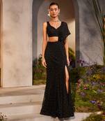 Lainey black pre-draped saree