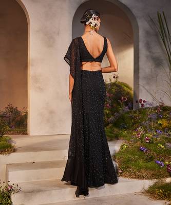 Lainey black pre-draped saree 3