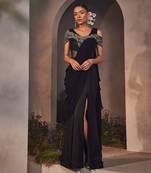 Lexie black pre-draped saree