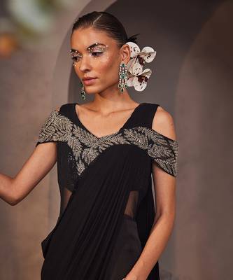 Lexie black pre-draped saree 4