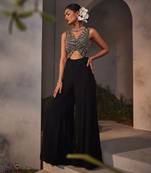 Lara black silk yoke jumpsuit