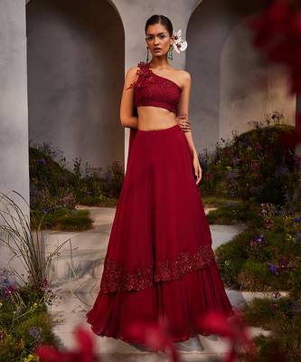 Lyla maroon skirt set 1