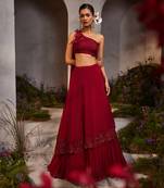 Lyla maroon skirt set
