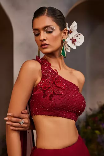 Lyla maroon skirt set