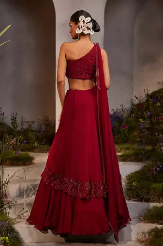 Lyla maroon skirt set