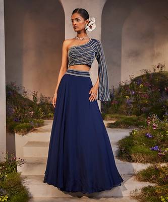 Leila electric blue skirt set 1