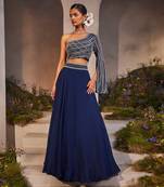 Leila electric blue skirt set