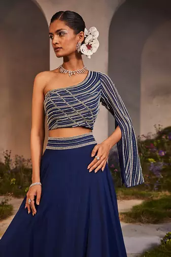 Leila electric blue skirt set