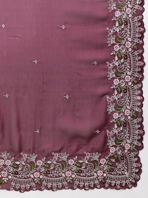 Wine Silver Codding  Sequence Work In Saree With Beautiful Work Organza Saree With Blouse Piece 7
