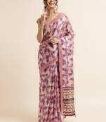 Lavender Cotton Dobbi Digital Print Saree Cotton Blend Saree With Blouse Piece