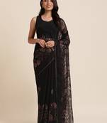 Black Designer Brasso Black Color Saree With Foil And Swarovski Embellishment  Brasso Saree With Blouse Piece
