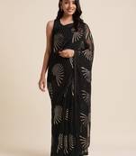 Black Designer Brasso Black Color Saree With Foil And Swarovski Embellishment  Brasso Saree With Blouse Piece