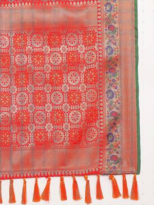 Red Pure Bandhej Silk Blend Saree With Blouse Piece 7
