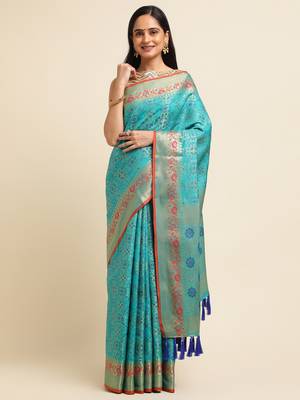 Blue Pure Bandhej Patola Silk Saree Silk Blend Saree With Blouse Piece 1
