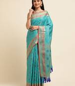 Blue Pure Bandhej Patola Silk Saree Silk Blend Saree With Blouse Piece