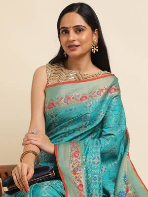 Blue Pure Bandhej Patola Silk Saree Silk Blend Saree With Blouse Piece 5