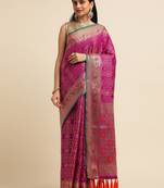 Wine Pure Bandhej Silk Blend Saree With Blouse Piece